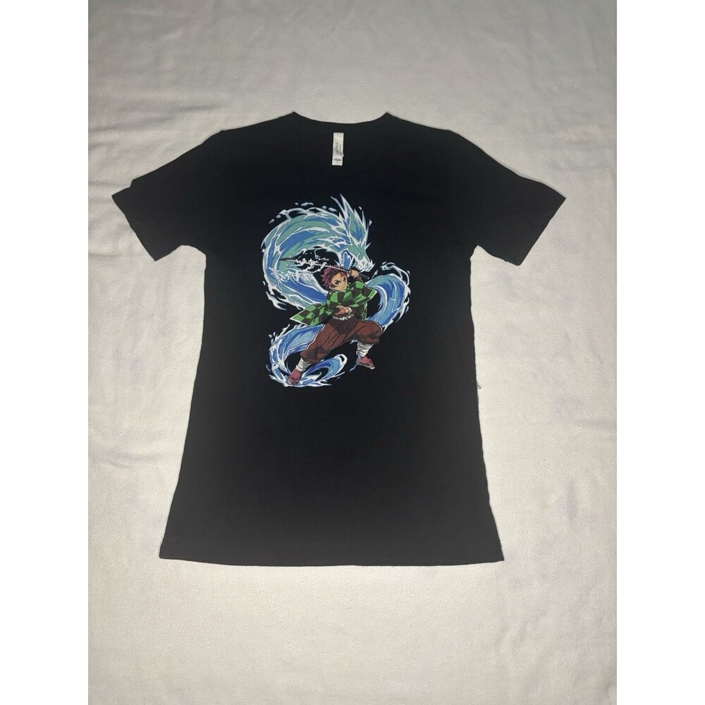 Bella Canvas Demon Slayer T-Shirt Mens Small Black Excellent Tanjiro Anime Tee